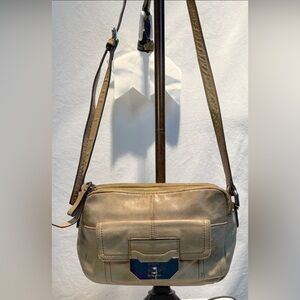 B. Makowsky Genuine Leather Tan Crossbody Bag